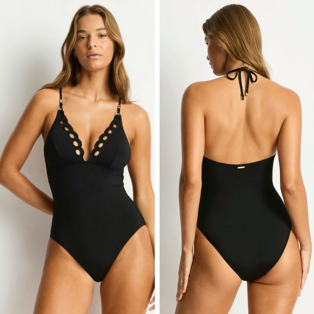 Sea Level Elysian Longline One Piece in Black Swimsuit Size US 10